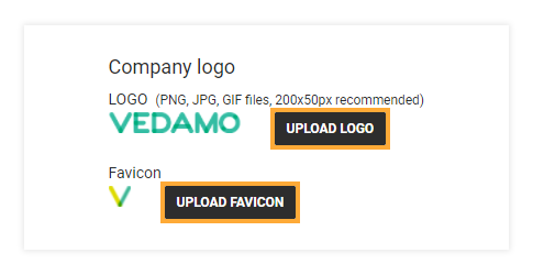 Account and Settings - General Information: You can upload your company's logo, favicon and company details in the organizational details window