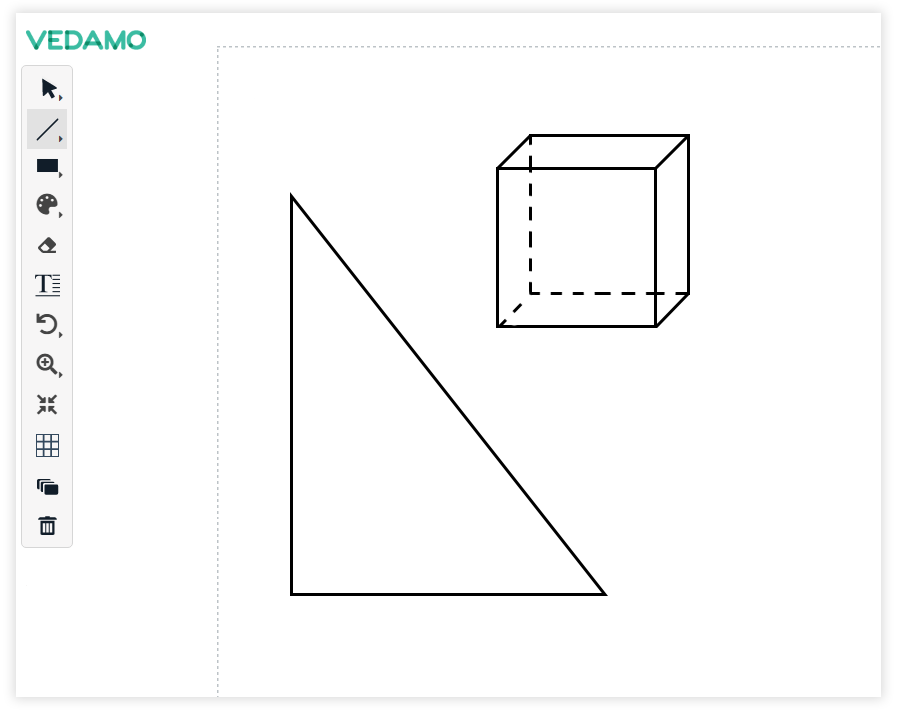 Virtual Classroom Online Whiteboard Tools: Use the line tool for creating geometric figures