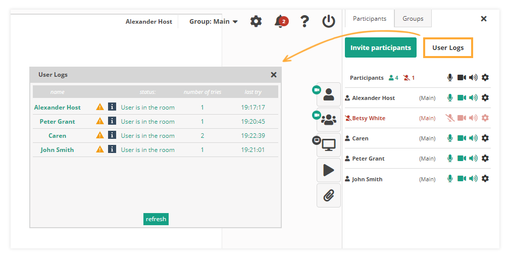 Participant Controls in the Virtual Classroom: User Logs in the Virtual Classroom Participant Controls in the Virtual Classroom: User Logs in the Virtual Classroom