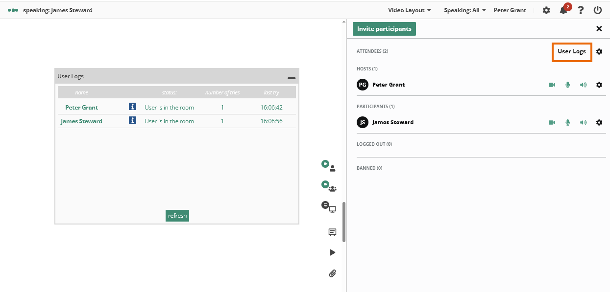 Participant Controls in the Virtual Classroom: User Logs in the Virtual Classroom Participant Controls in the Virtual Classroom: User Logs in the Virtual Classroom