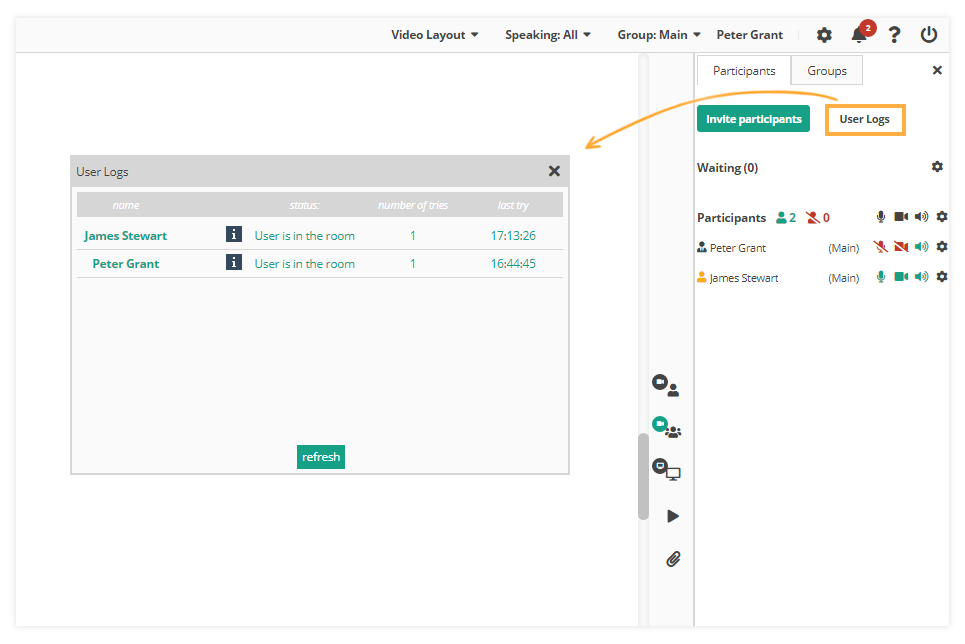 Participant Controls in the Virtual Classroom: User Logs in the Virtual Classroom