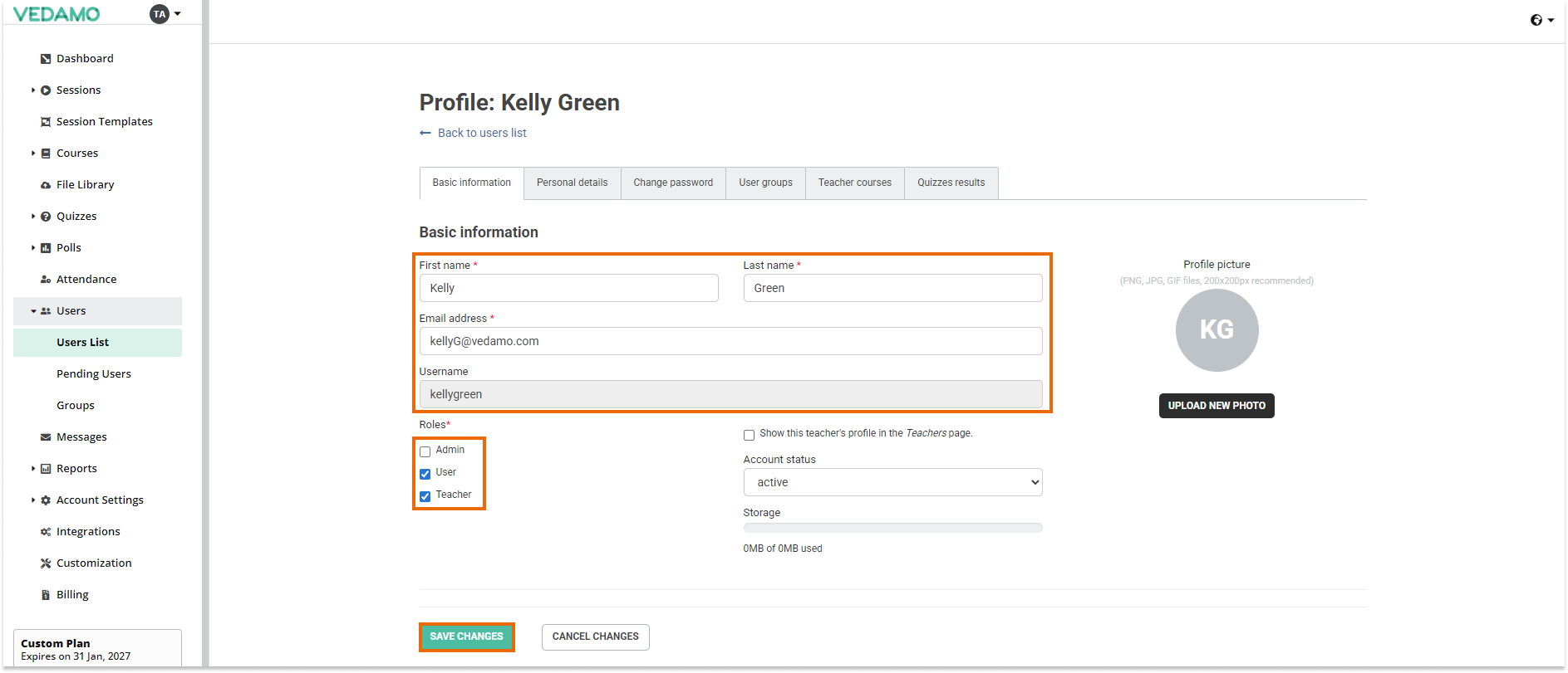 LMS Users administration LMS Users administration: User profile