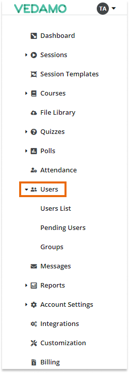 LMS Users administration LMS Users administration: location