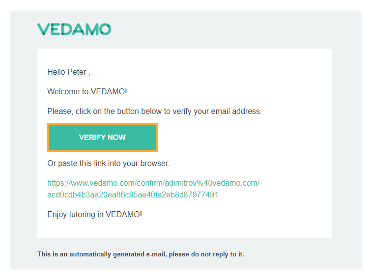 Activate your free lms account Free LMS Registration - Start for free: Active your account through the activation email to start using Vedamo's services