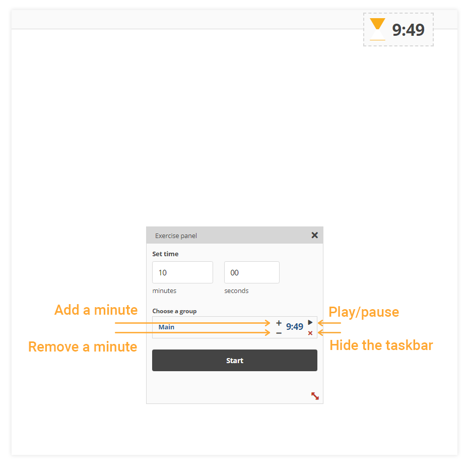 Virtual Classroom Timer: settings panel