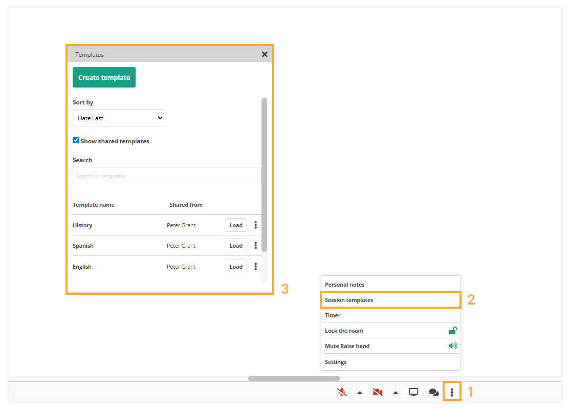 Virtual Classroom Templates: Creating a template