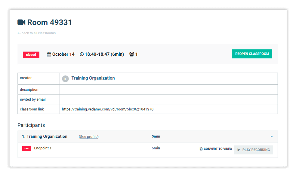 Click on the title of the room to see full session details