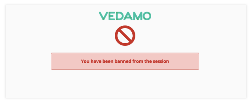 Participant Controls in the Virtual Classroom: Participant ban message