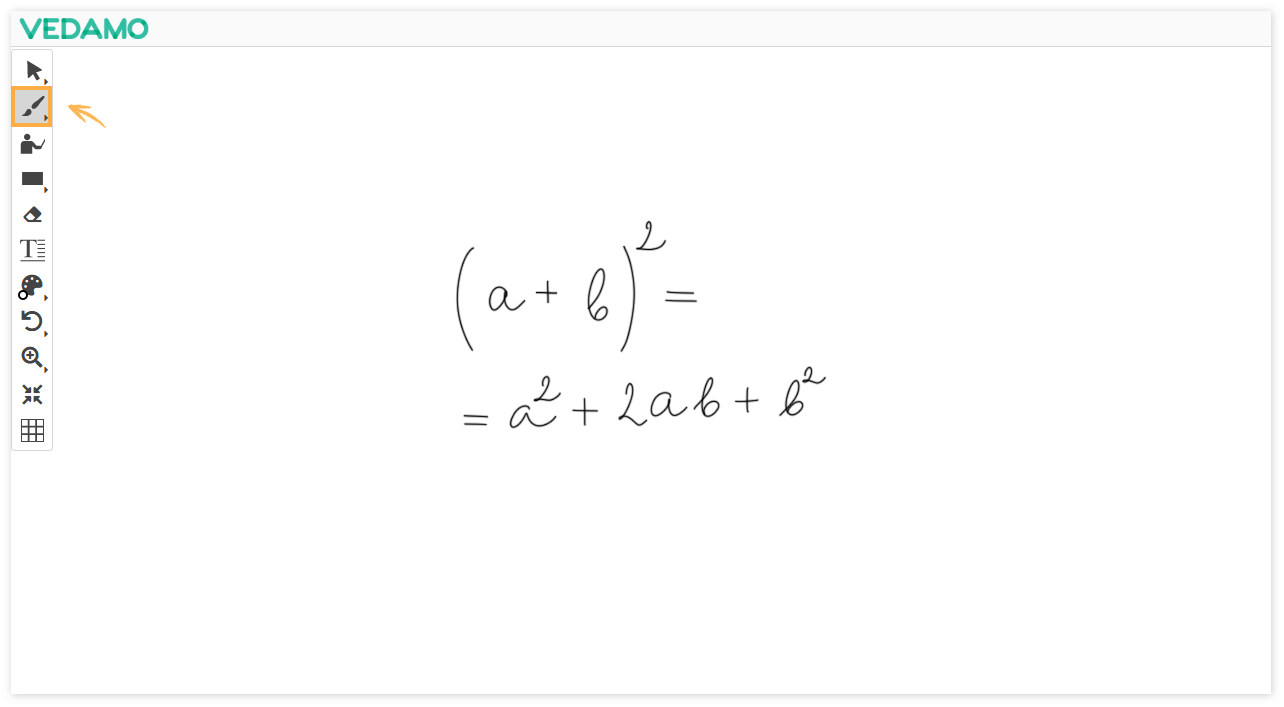 Virtual Classroom Online Whiteboard Tools: Use the brush too in order to draw on the whiteboard