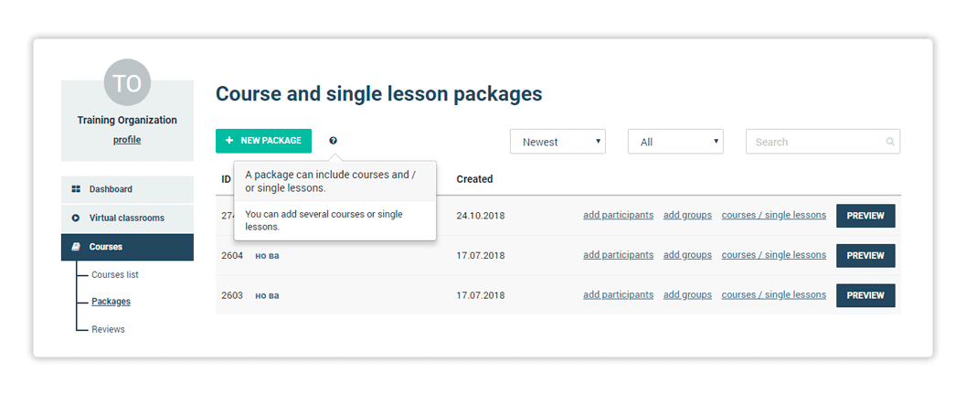 An image of course and single lesson packages