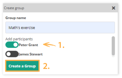 Virtual Classroom Breakout rooms: Move the slider and press create a group and add the user