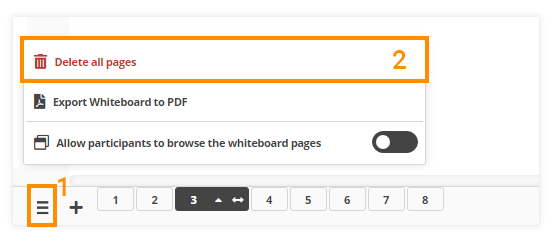 Virtual Classroom Online Whiteboard Pages: Whiteboard Sheets (Pages/Slides)