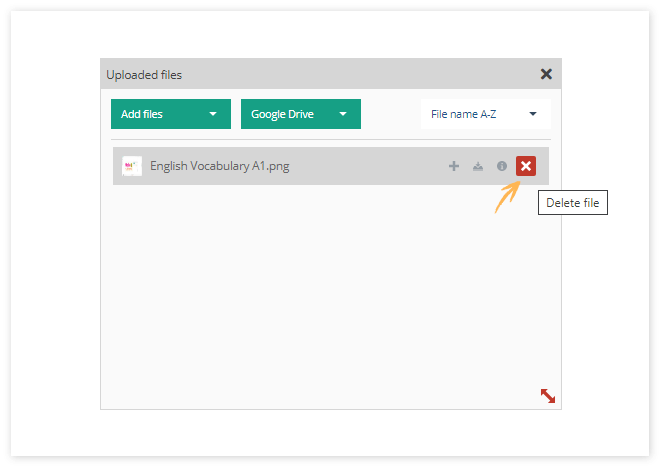Virtual Classroom File Library: You can delete a file if you no longer need it