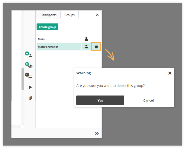 Virtual Classroom Breakout rooms: Delete a Group in the Virtual Classroom