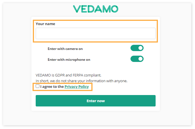 Enter the Virtual Classroom as a student: Press the "Enter now" button to initiate the System Check