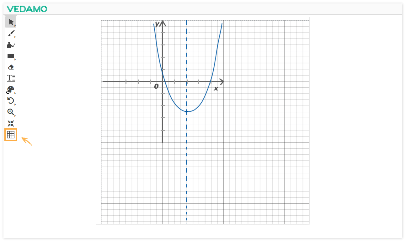 Virtual Classroom Online Whiteboard Tools: Use the grid tool for creating graphs in the center of the whiteboard