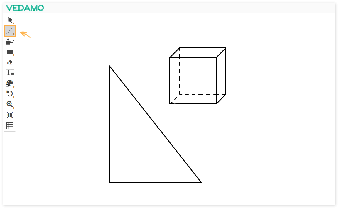 Virtual Classroom Online Whiteboard Tools: Use the line tool for creating geometric figures