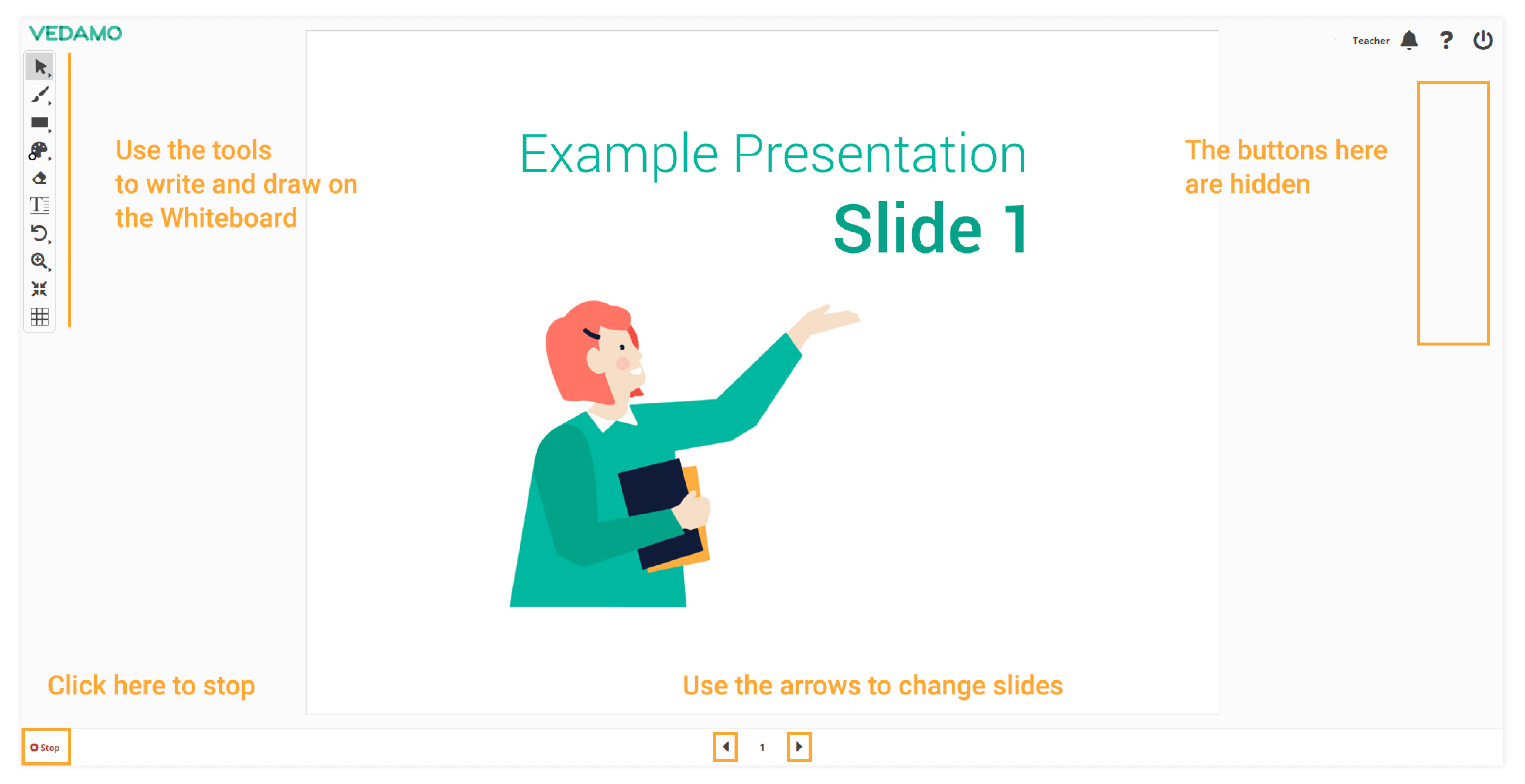 Presentation mode in the Virtual Classroom Presentation mode in the virtual classroom and how it looks