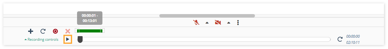 Interactive recordings: Pressing the Play button will initiate the playback of the session
