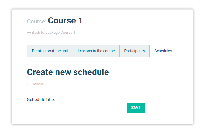 LMS Course Schedule Create new LMS course schedule