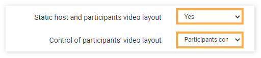 Virtual Classroom Advanced Settings: Static mode and participants' layout controls