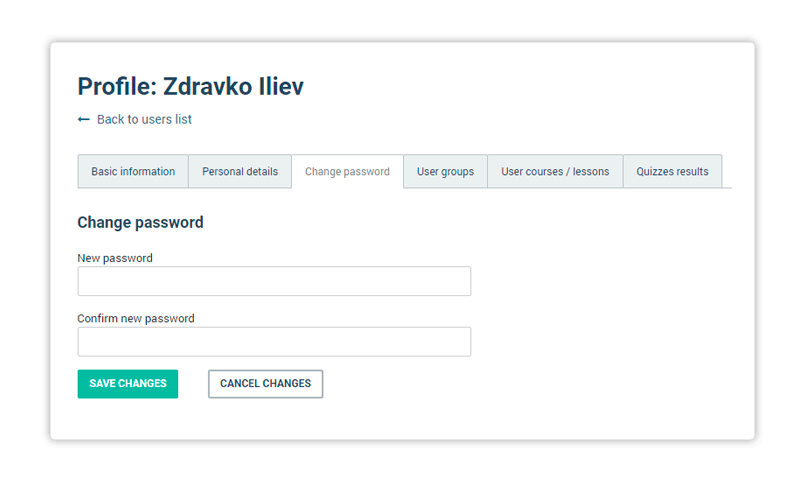 LMS Users administration Change password
