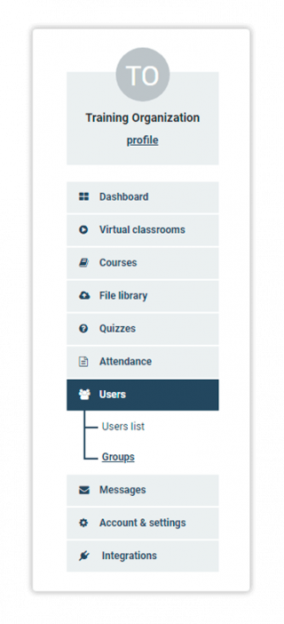 LMS User Groups LMS User Groups menu location