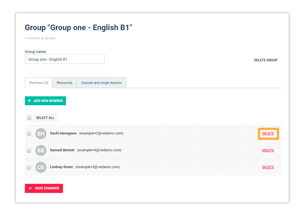 LMS User Groups Remove participant from a group