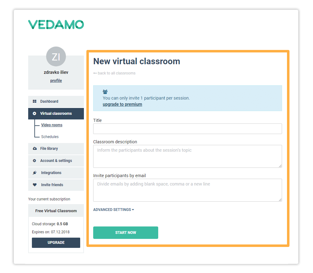 You can customize your Virtual Classroom during the process of opening