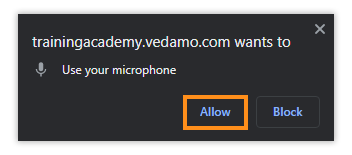 Virtual Classroom - System Check: Microphone - You will have to press allow (Google Chrome)