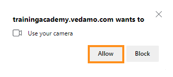 Virtual Classroom - System Check: Camera: You will have to press allow (MS Edge)