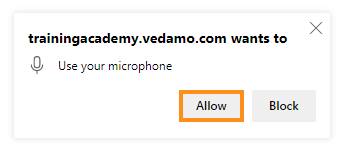 Virtual Classroom - System Check: Microphone - You will have to press allow (MS Edge)