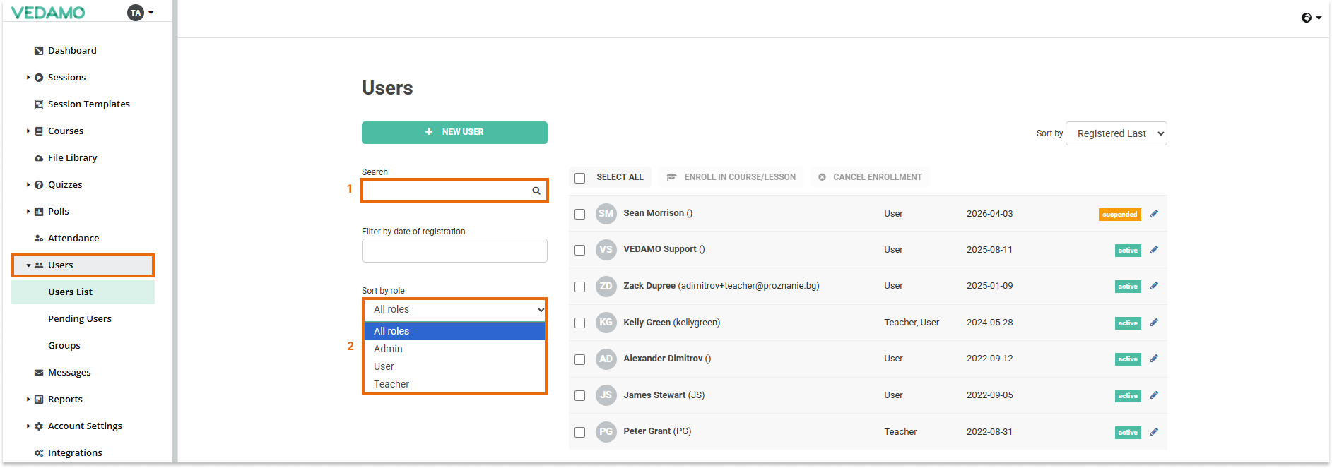 Remove participants from a course in the LMS Remove participants from a course in the LMS - Click on "Users" and then use the filters to find the specific user(s)