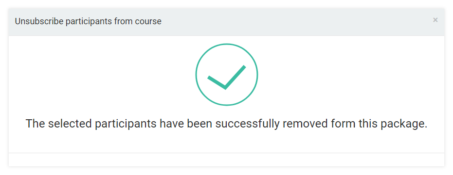 LMS Remove Participants from a Course: Success screen