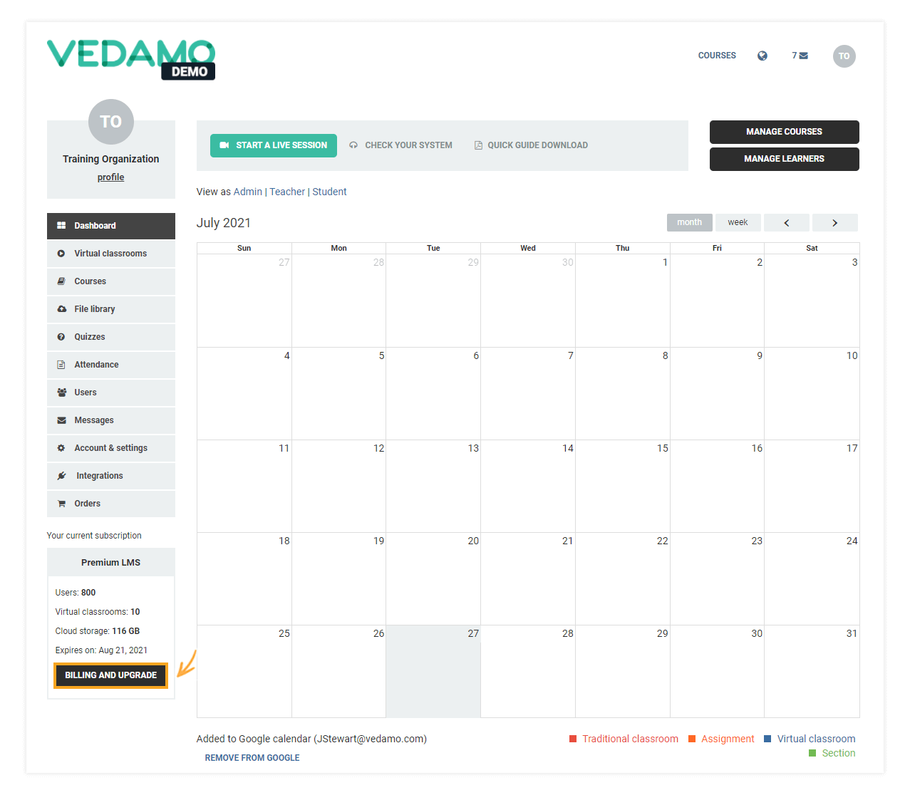 LMS Billing and Upgrade LMS Billing and Upgrade: LMS Billing and Upgrade menu