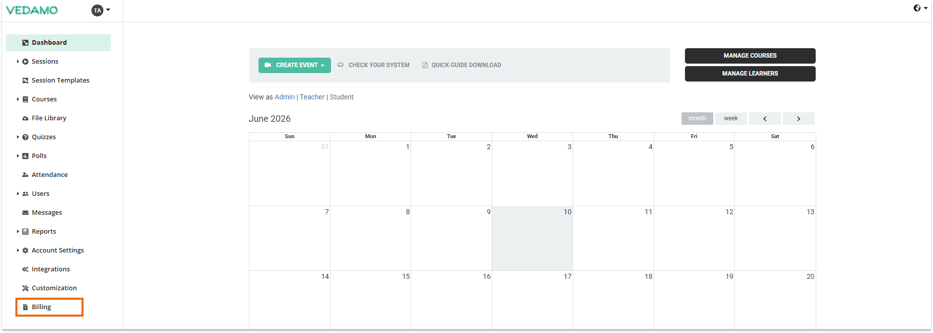 LMS Billing and Upgrade LMS Billing and Upgrade: LMS Billing and Upgrade menu