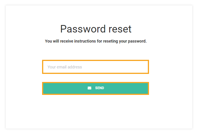 Why am I not receiving my password recovery email: Password reset screen
