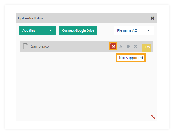 Slow file upload times in the virtual classroom: Example of not supported file