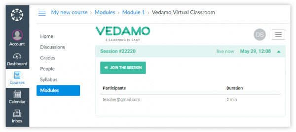 One of the steps as a student of entering Vedamo virtual classroom