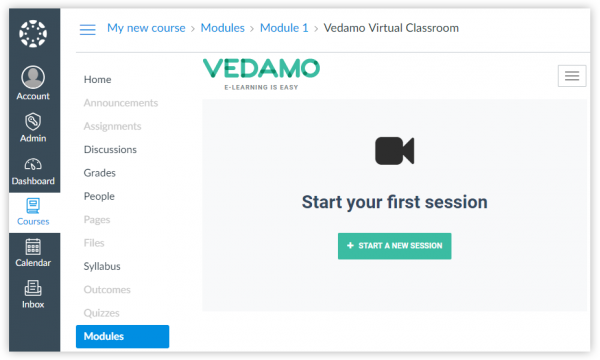 An window show first time, when you as a Teacher have the option to open a Vedamo Virtual classroom