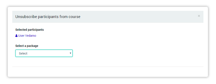 Select a course to remove participant