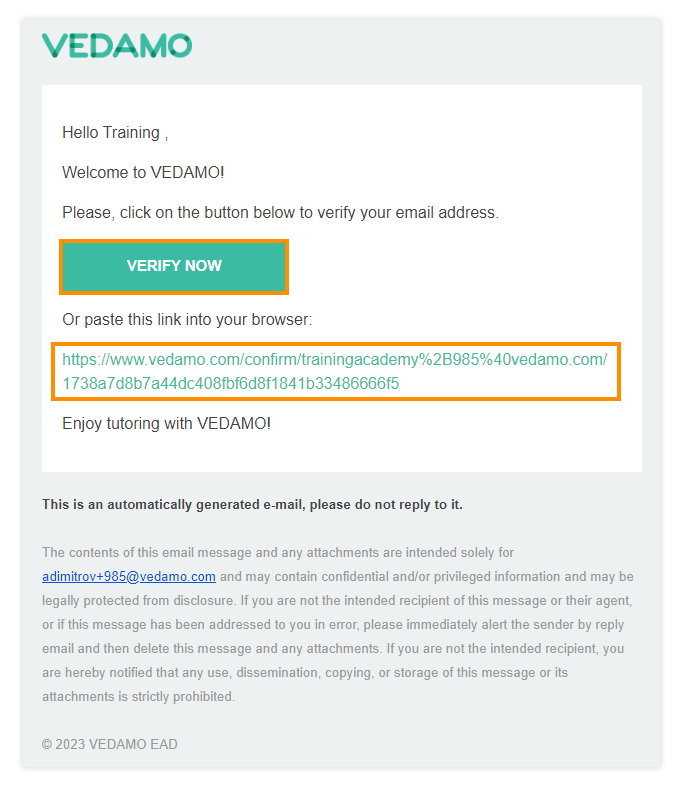 Virtual Classroom Registration – Start for free Virtual Classroom – Start for free: Confirm your email address which finalizes the registration process