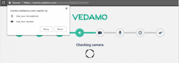 VEDAMO virtual classroom assignment in Canvas - Start your first session: Vedamo System Check