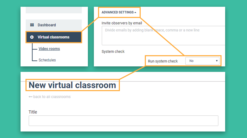 virtual classroom system check Settings