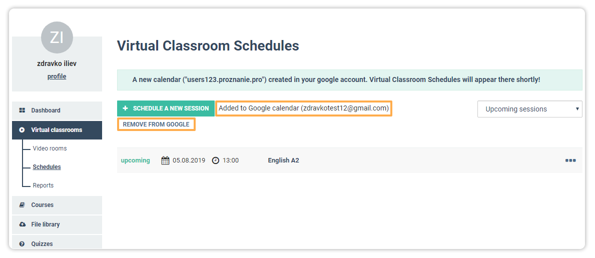 Vedamo integrated with Google Calendar Google Calendar and Vedamo integration