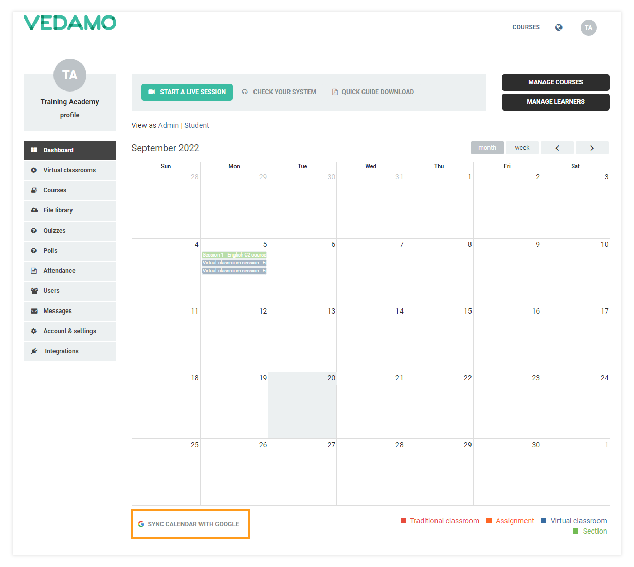 Vedamo and Google Integrations: Vedamo and Google Calendar integration
