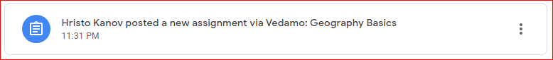 VEDAMO and Google Integrations: Notification VEDAMO and Google Integrations: Notification