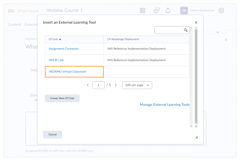 How to integrate Vedamo Virtual Classroom with Brightspace by D2L | VEDAMO