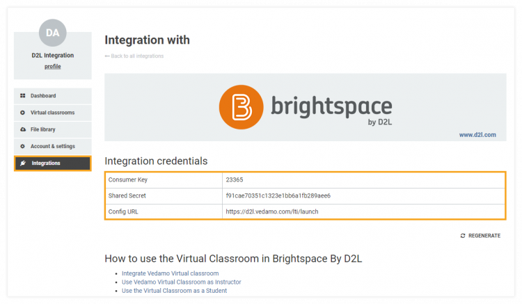 How to integrate Vedamo Virtual Classroom with Brightspace by D2L | VEDAMO