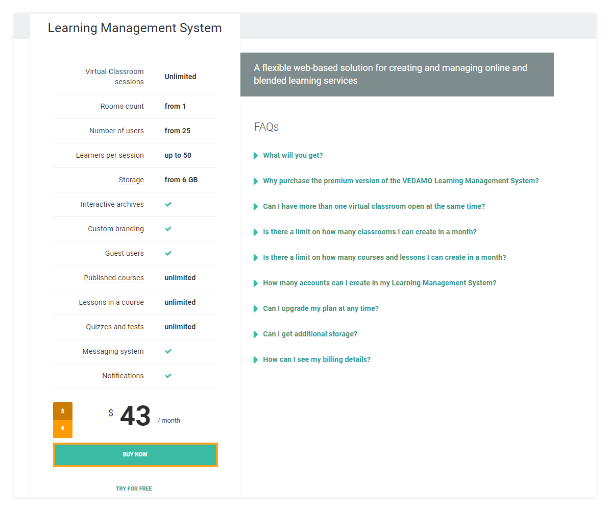 How to downgrade plan in VEDAMO: Go to the Pricing page and click Buy Now